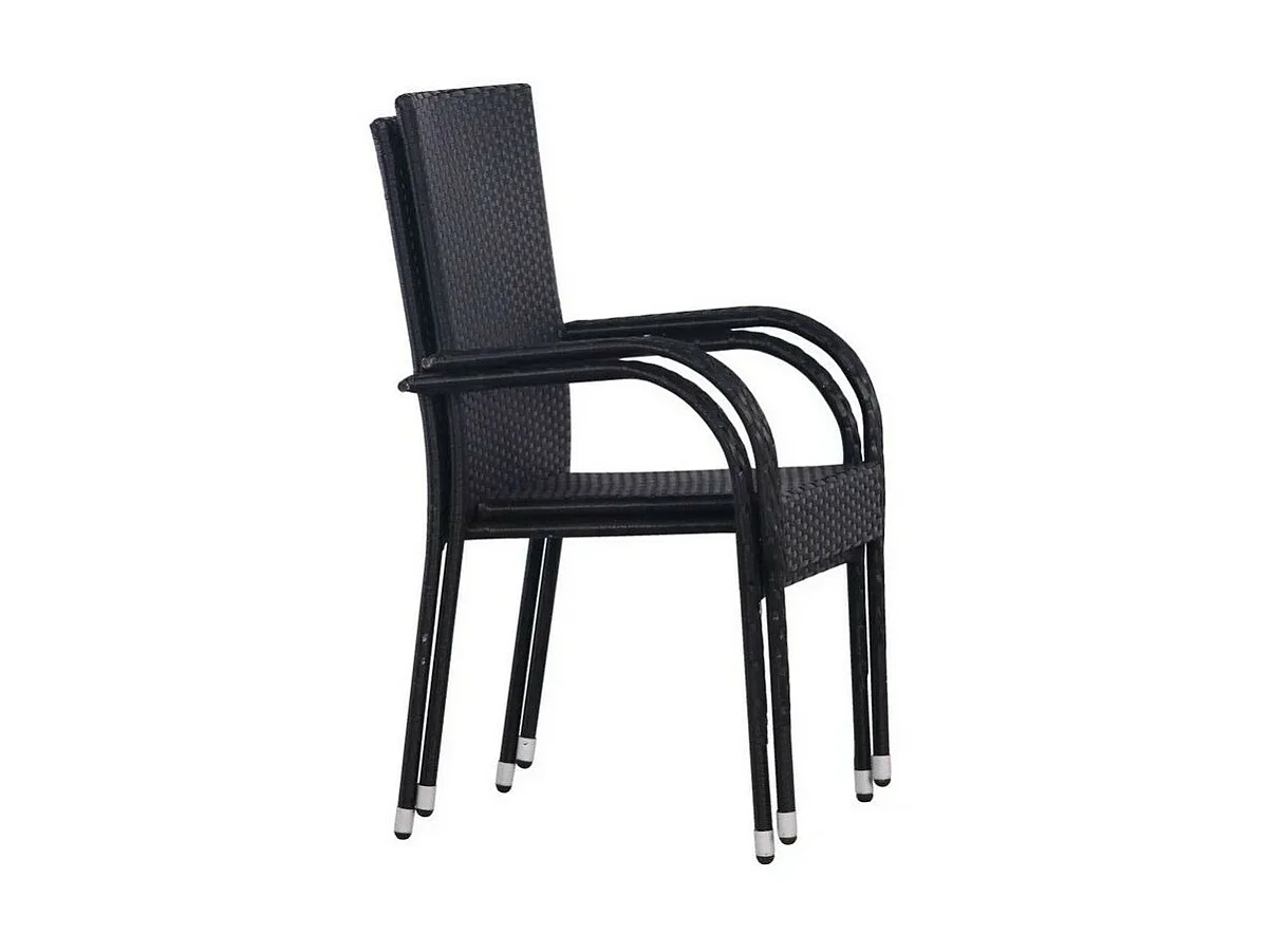 Chaise de jardin résine tressée noire Daget - Lot de 2