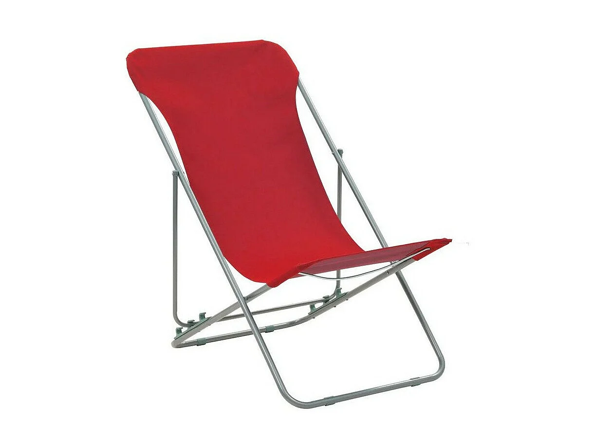 Chaise de jardin pliante tissu rouge et métal Ecio - Lot de 2