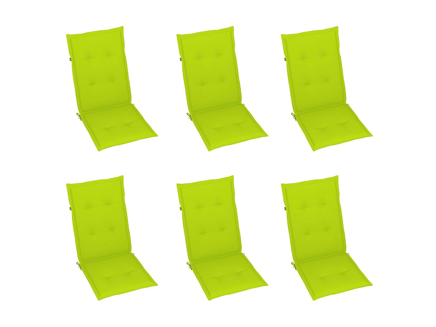 Chaises de jardin 6 pcs avec coussins vert vif Bois de teck 2