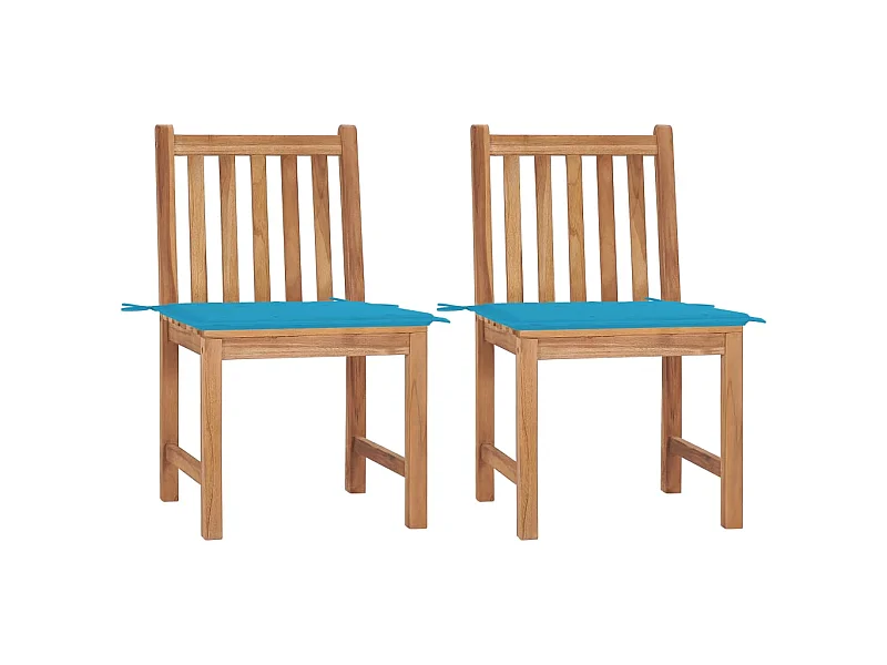 Chaises de jardin 2 pcs avec coussins Bois de teck massif 27
