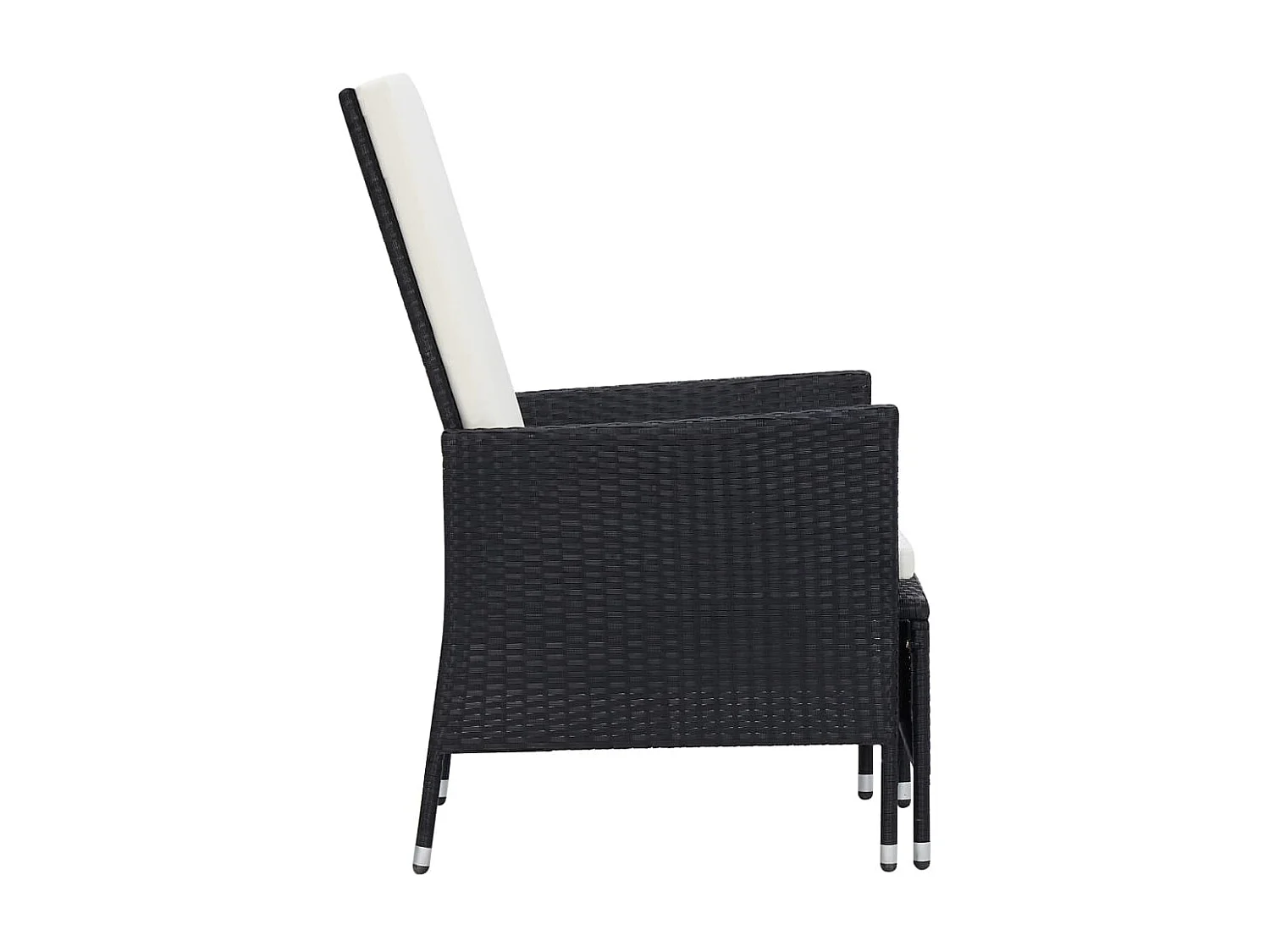 Chaise inclinable de jardin avec coussins Résine tressée Noir