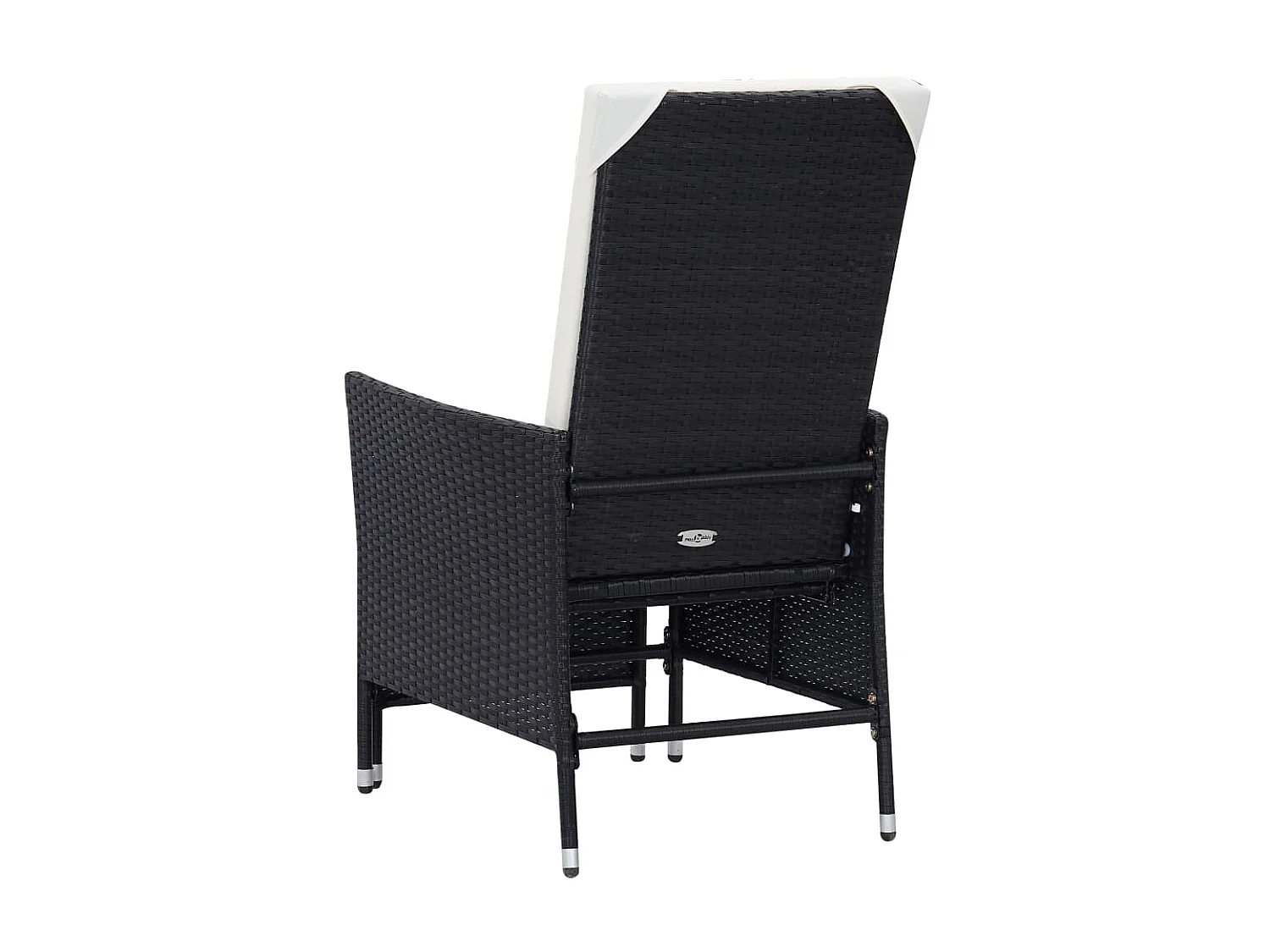 Chaise inclinable de jardin avec coussins Résine tressée Noir