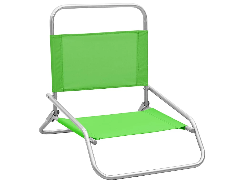 Chaises de plage pliables 2 pcs Vert Tissu