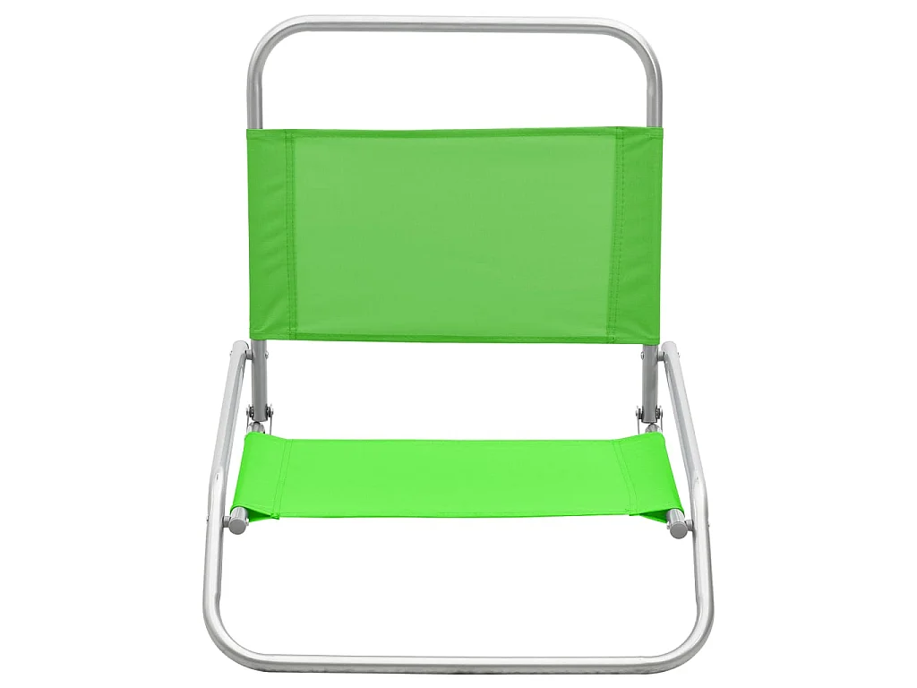 Chaises de plage pliables 2 pcs Vert Tissu