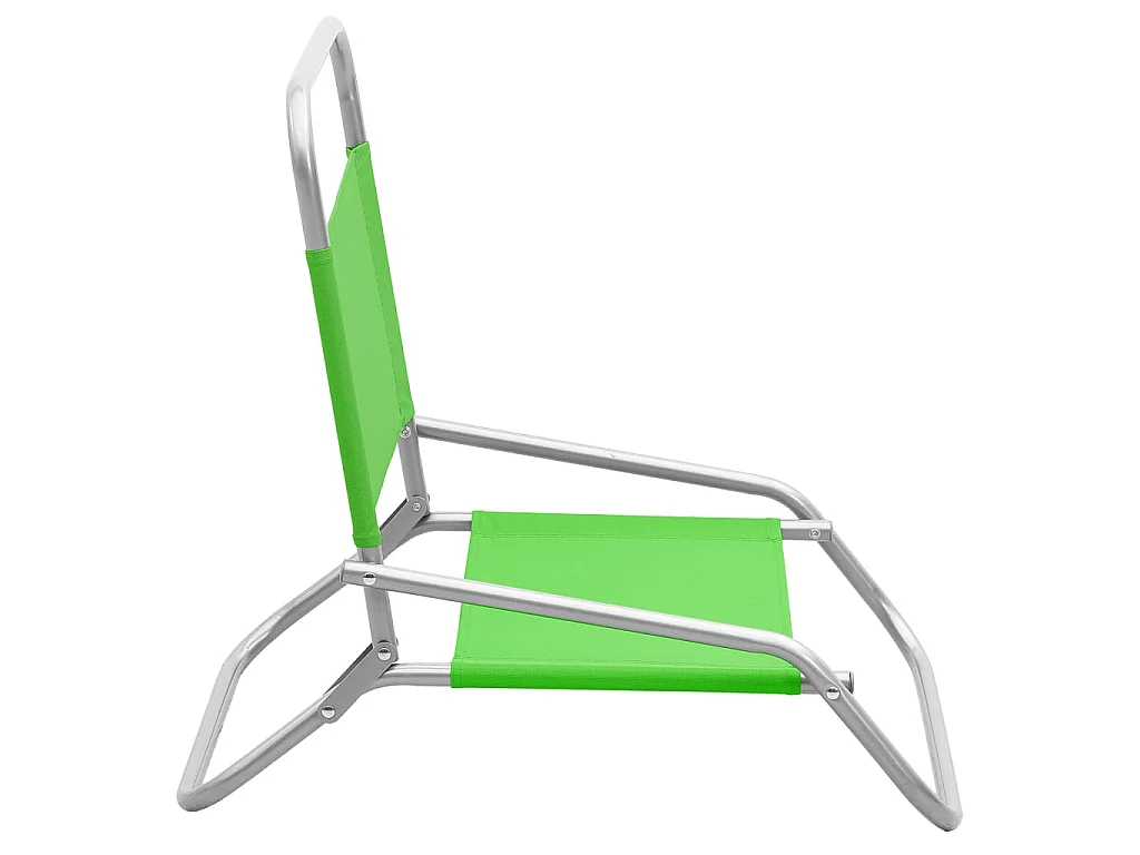 Chaises de plage pliables 2 pcs Vert Tissu