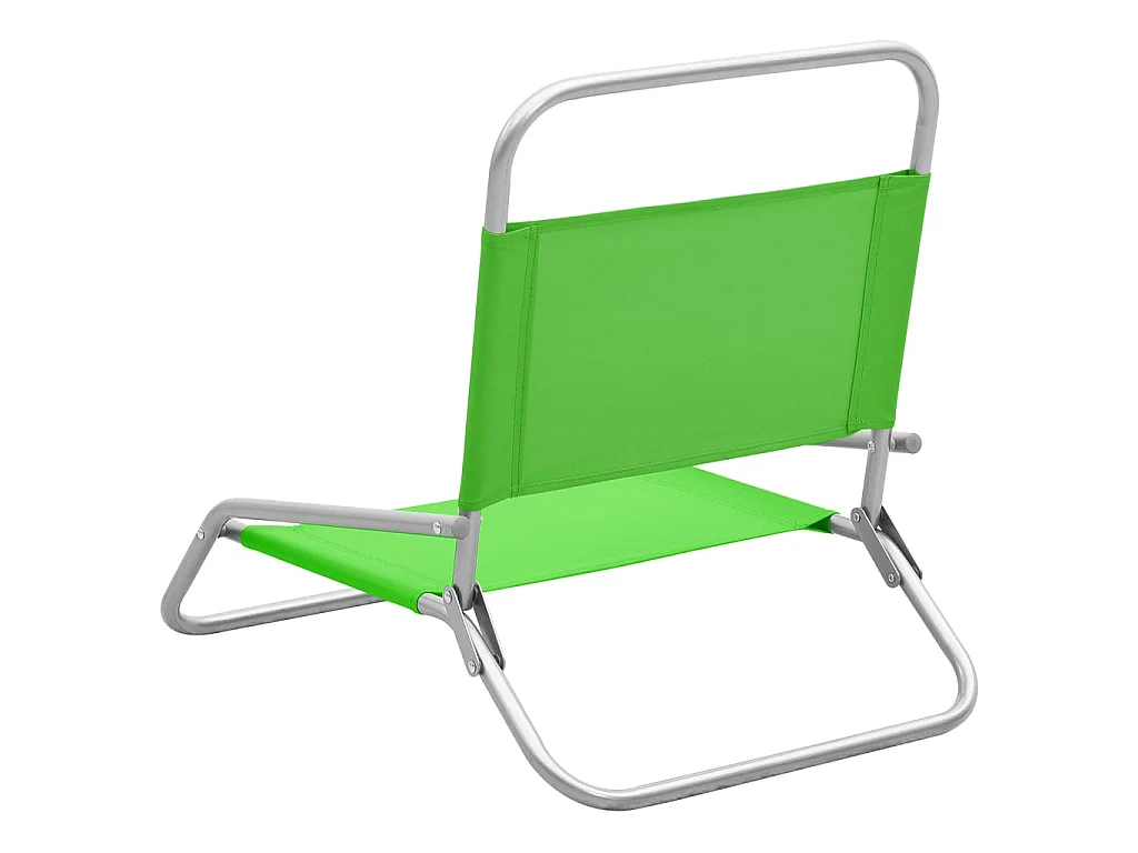 Chaises de plage pliables 2 pcs Vert Tissu