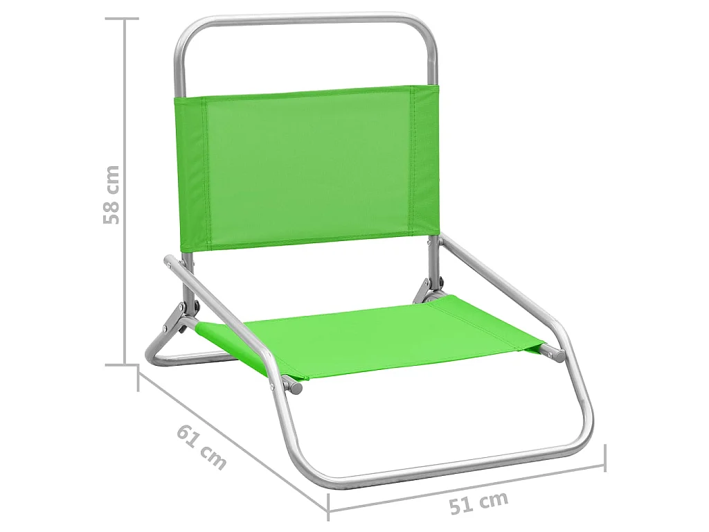 Chaises de plage pliables 2 pcs Vert Tissu