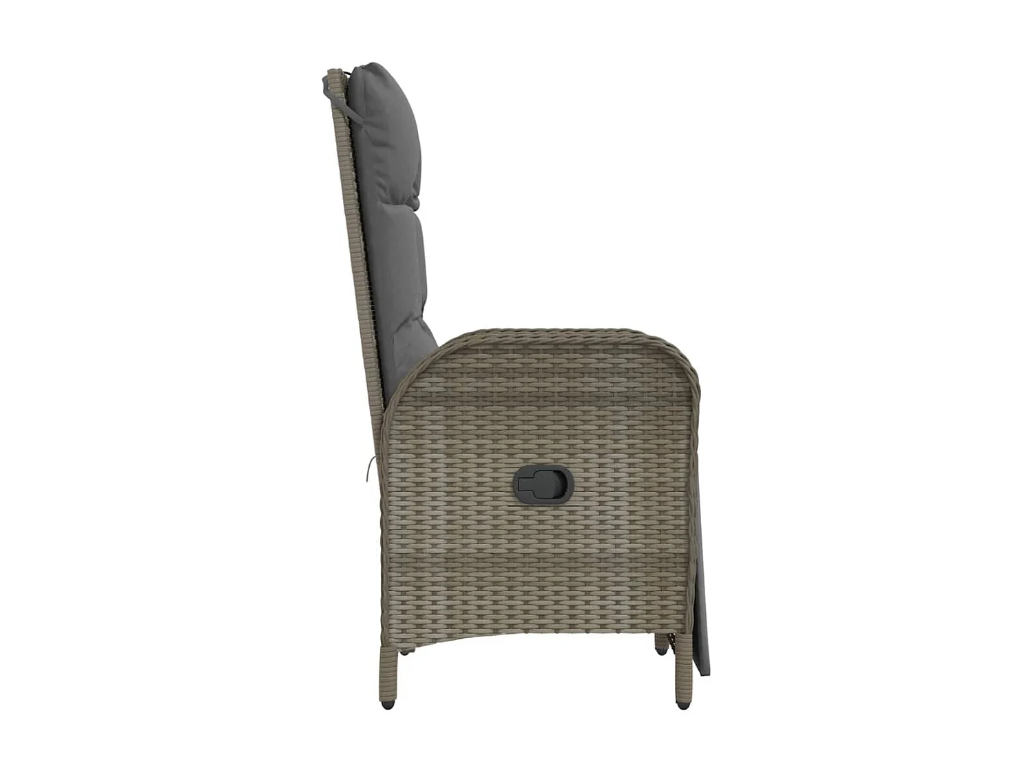 Chaises inclinables d'extérieur et coussins2pcs Poly rotin Gris