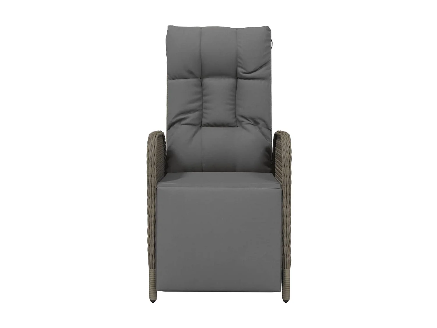 Chaises inclinables d'extérieur et coussins2pcs Poly rotin Gris