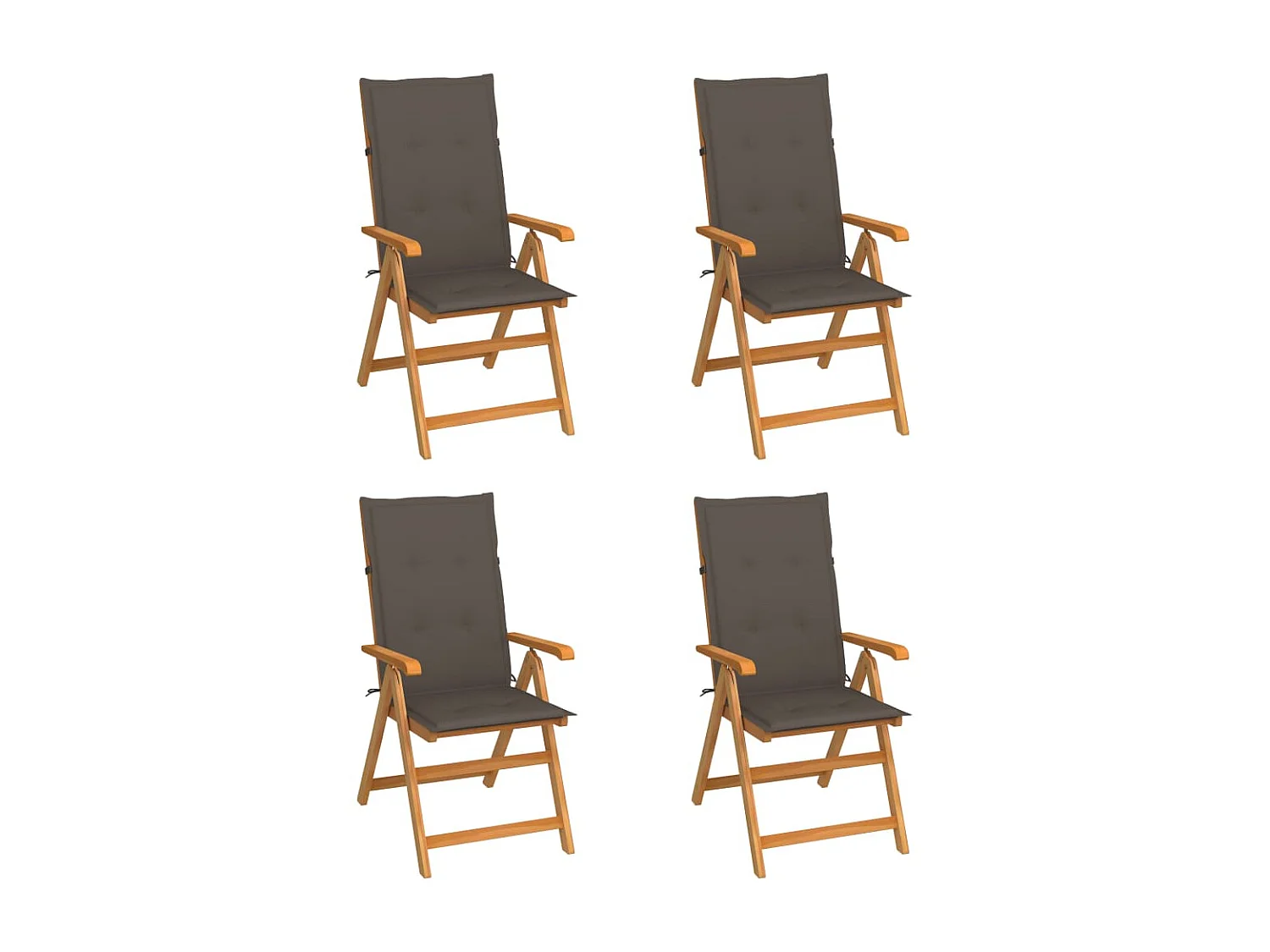 Chaises de jardin 4 pcs avec coussins taupe Bois de teck massif