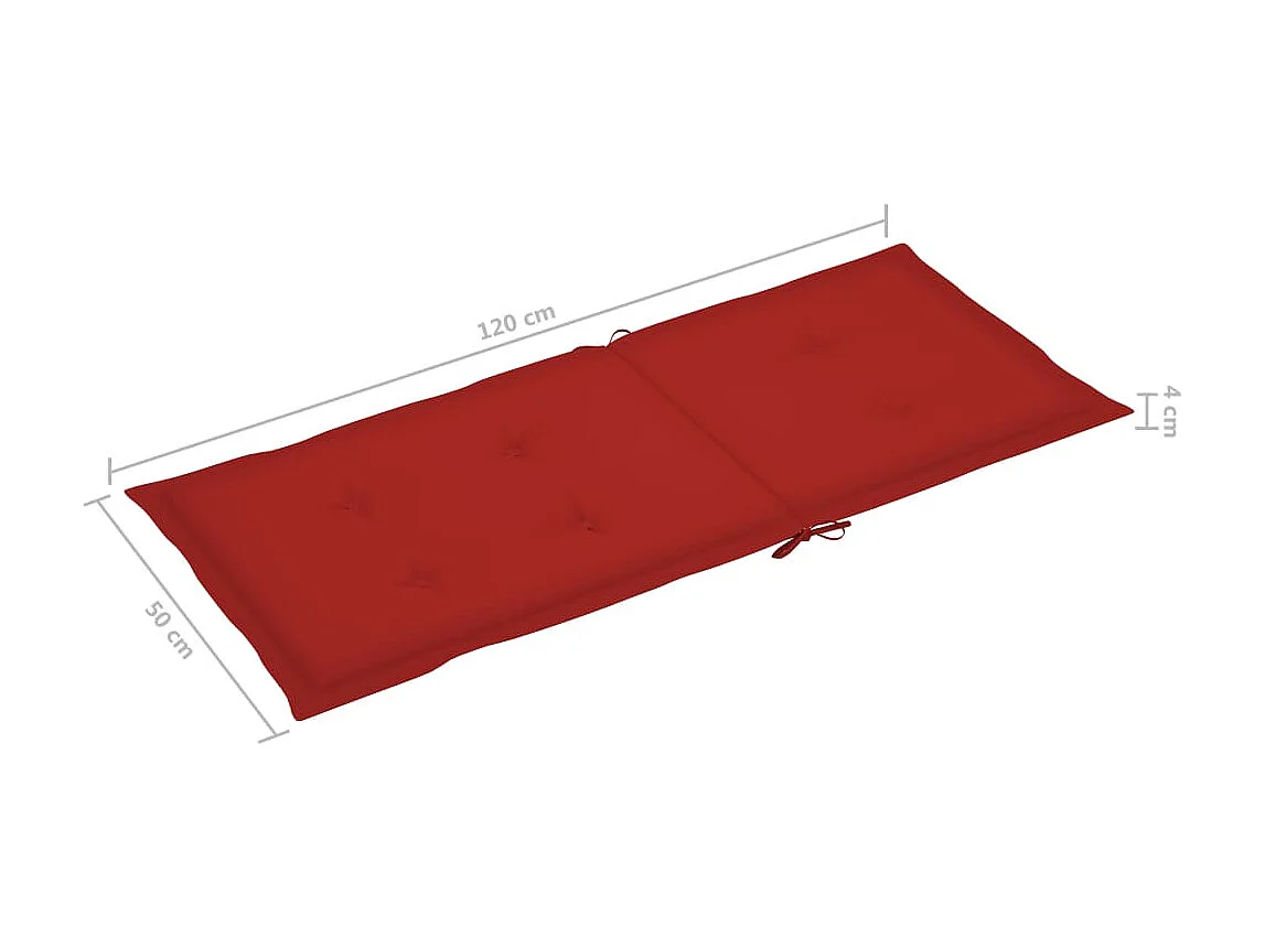 Chaises de jardin 4 pcs avec coussins rouge Bois de teck massif