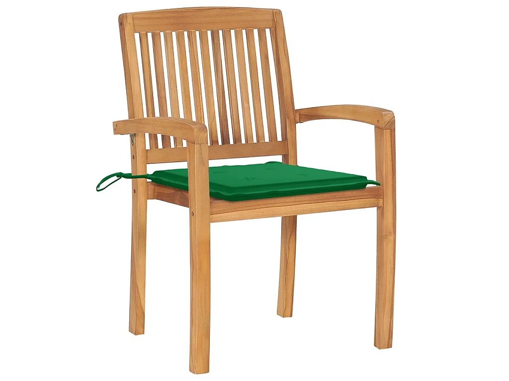 Chaises de jardin 2 pcs avec coussins vert Bois de teck massif 16