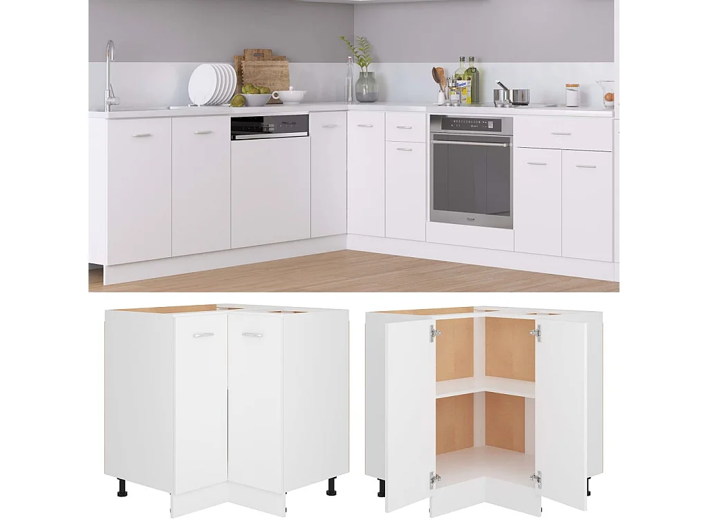 Meuble bas d'angle de cuisine Blanc 75,5x75,5x80,5