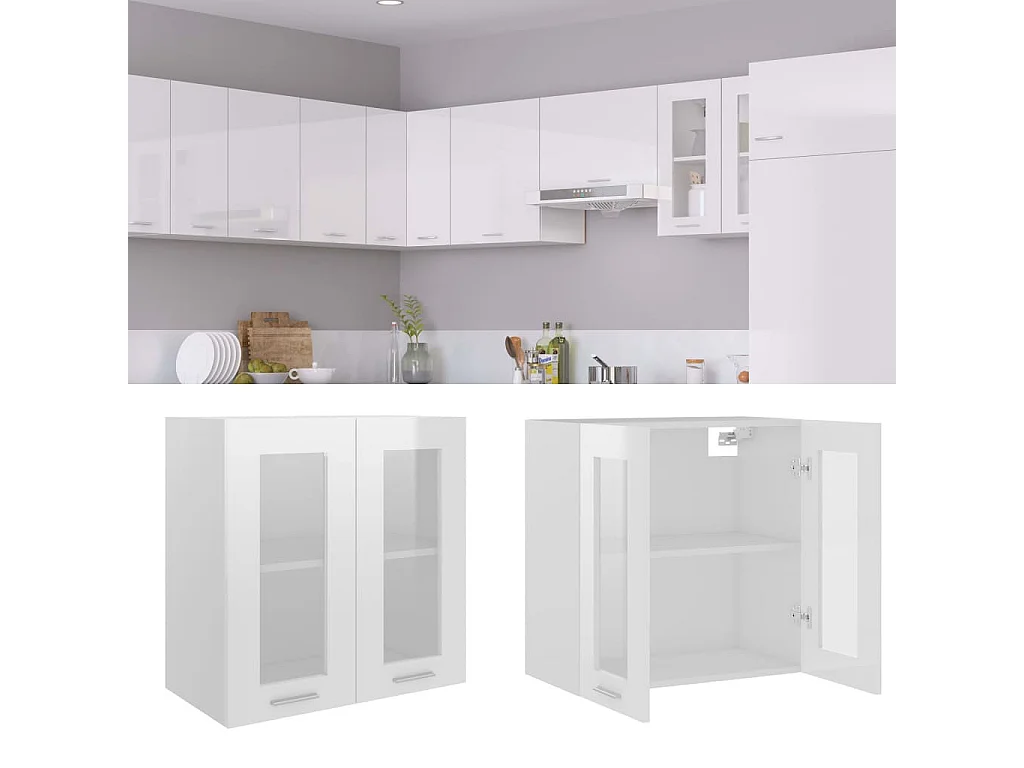 Armoire en verre suspendue Blanc brillant 60x31x60