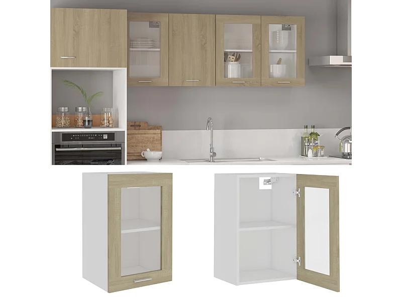 Armoire en verre suspendue Chêne sonoma 40x31x60