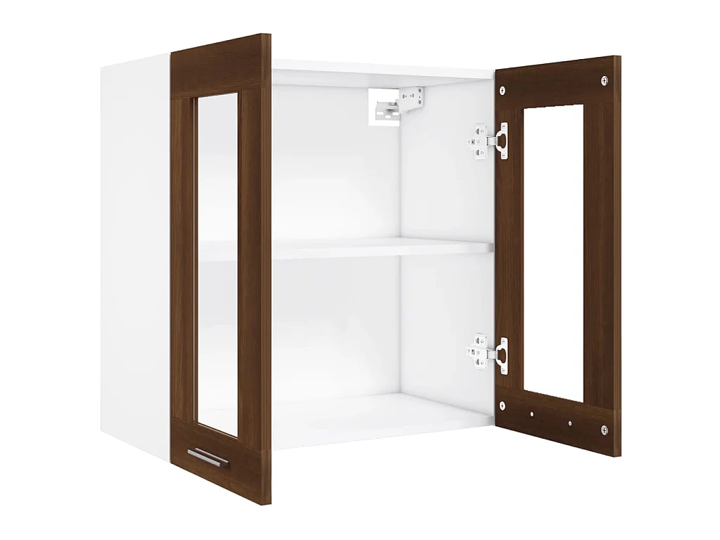Armoire vitrée suspendue Chêne brun 60x31x60 Bois ingénierie