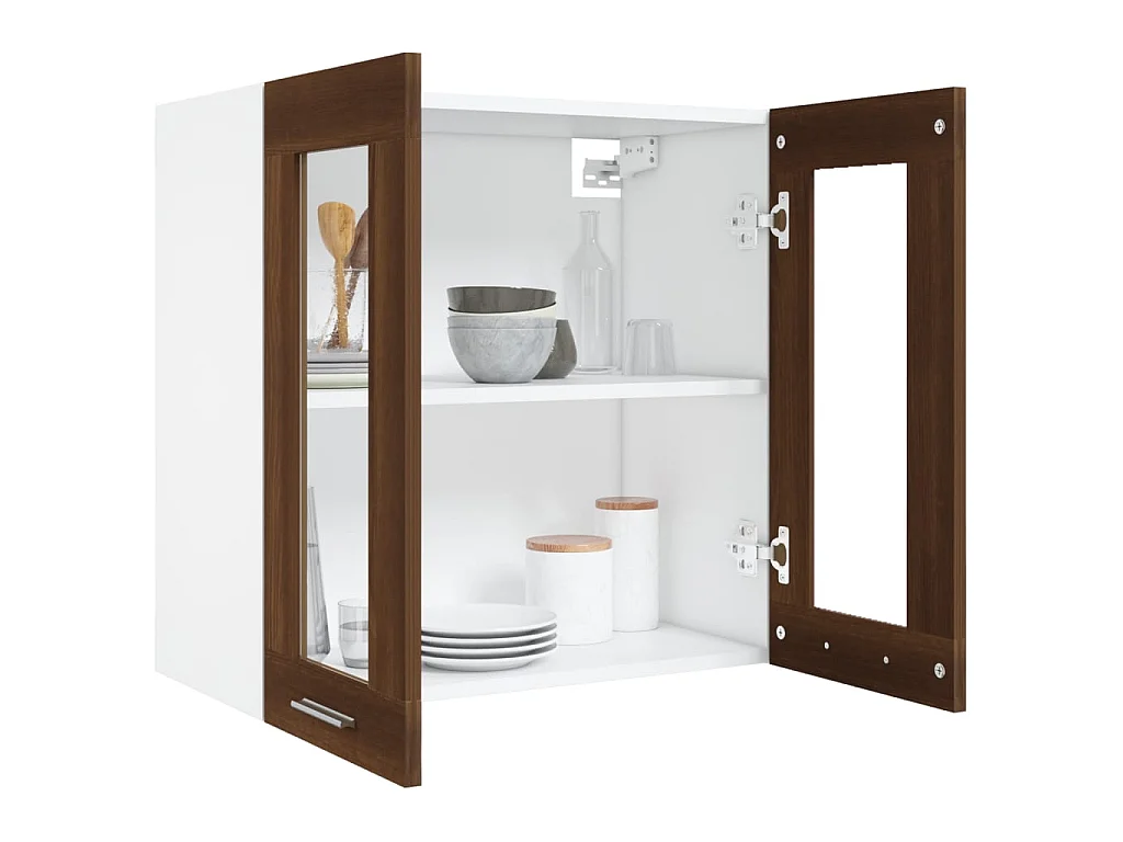 Armoire vitrée suspendue Chêne brun 60x31x60 Bois ingénierie
