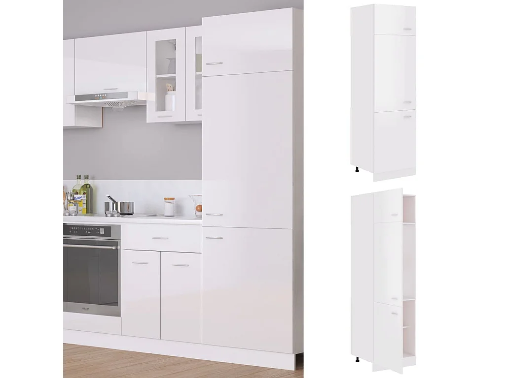 Armoire de cuisine Blanc brillant 60x57x207