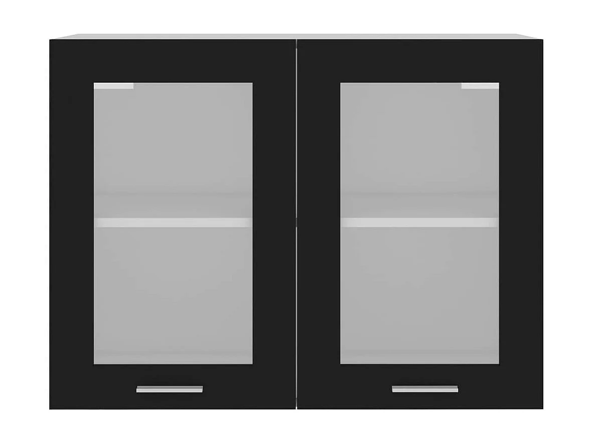 Armoire de cuisine en verre suspendue Noir 80x31x60