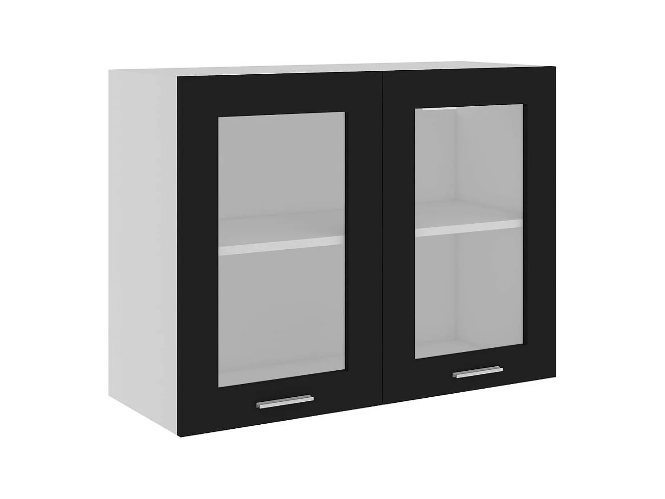 Armoire de cuisine en verre suspendue Noir 80x31x60