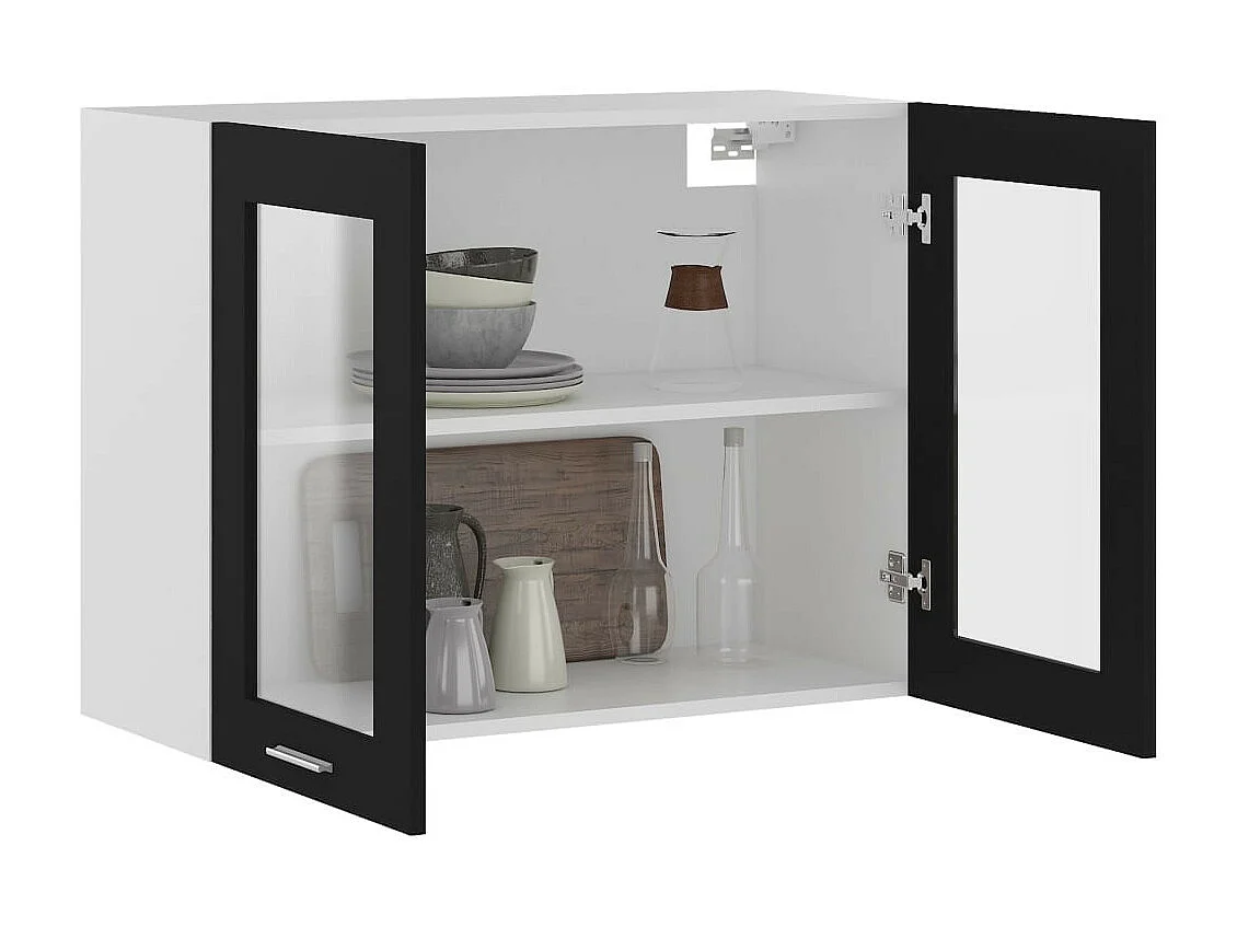 Armoire de cuisine en verre suspendue Noir 80x31x60