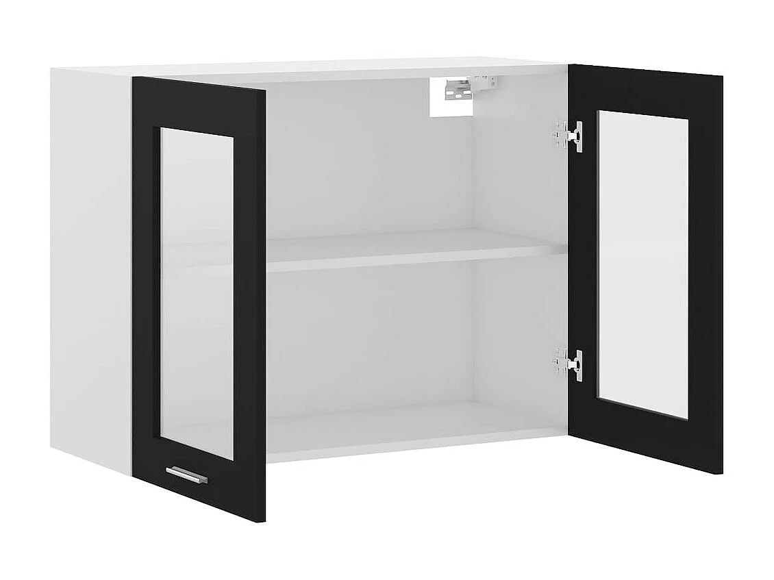 Armoire de cuisine en verre suspendue Noir 80x31x60
