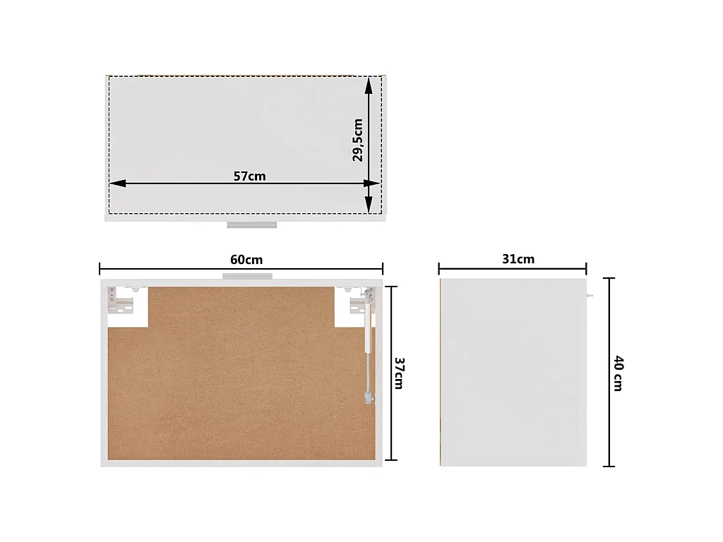 Armoire suspendue Blanc brillant 60x31x40