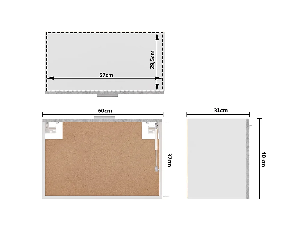 Armoire suspendue Sonoma gris 60x31x40 Bois d'ingénierie
