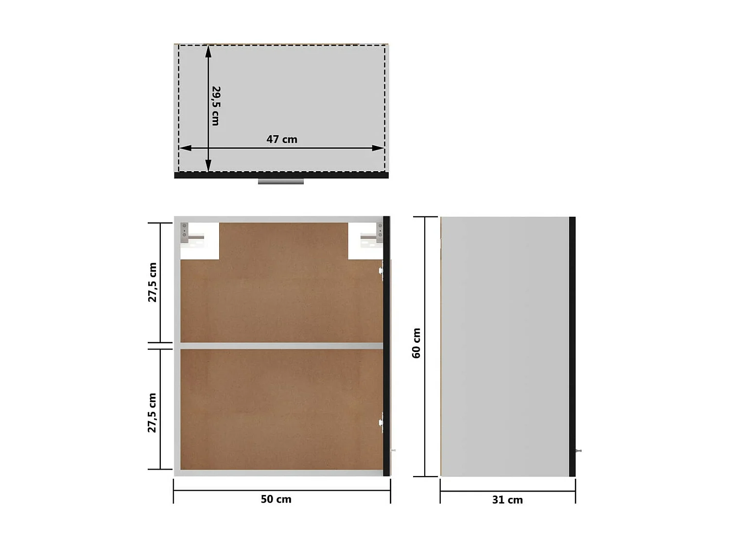 Meuble haut de cuisine Noir 50x31x60