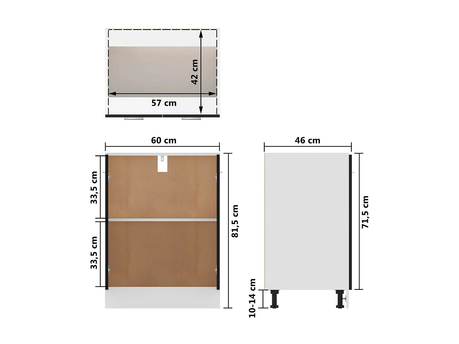 Armoire de cuisine Noir 60x46x81,5 2