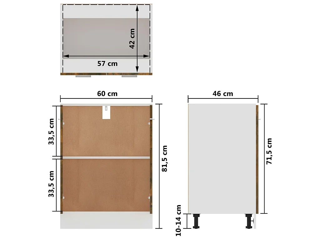 Armoire de plancher Chêne fumé 60x46x81,5 Bois d'ingénierie