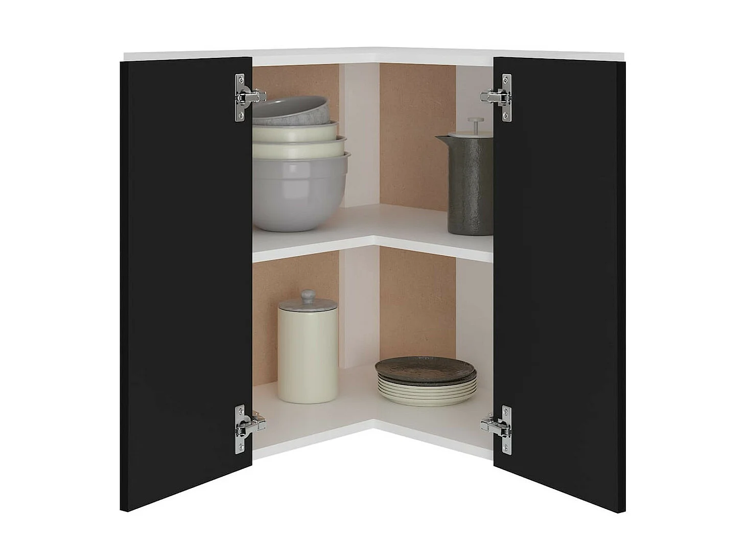 Armario colgante esquina madera de ingeniería negro 57x57x60 cm