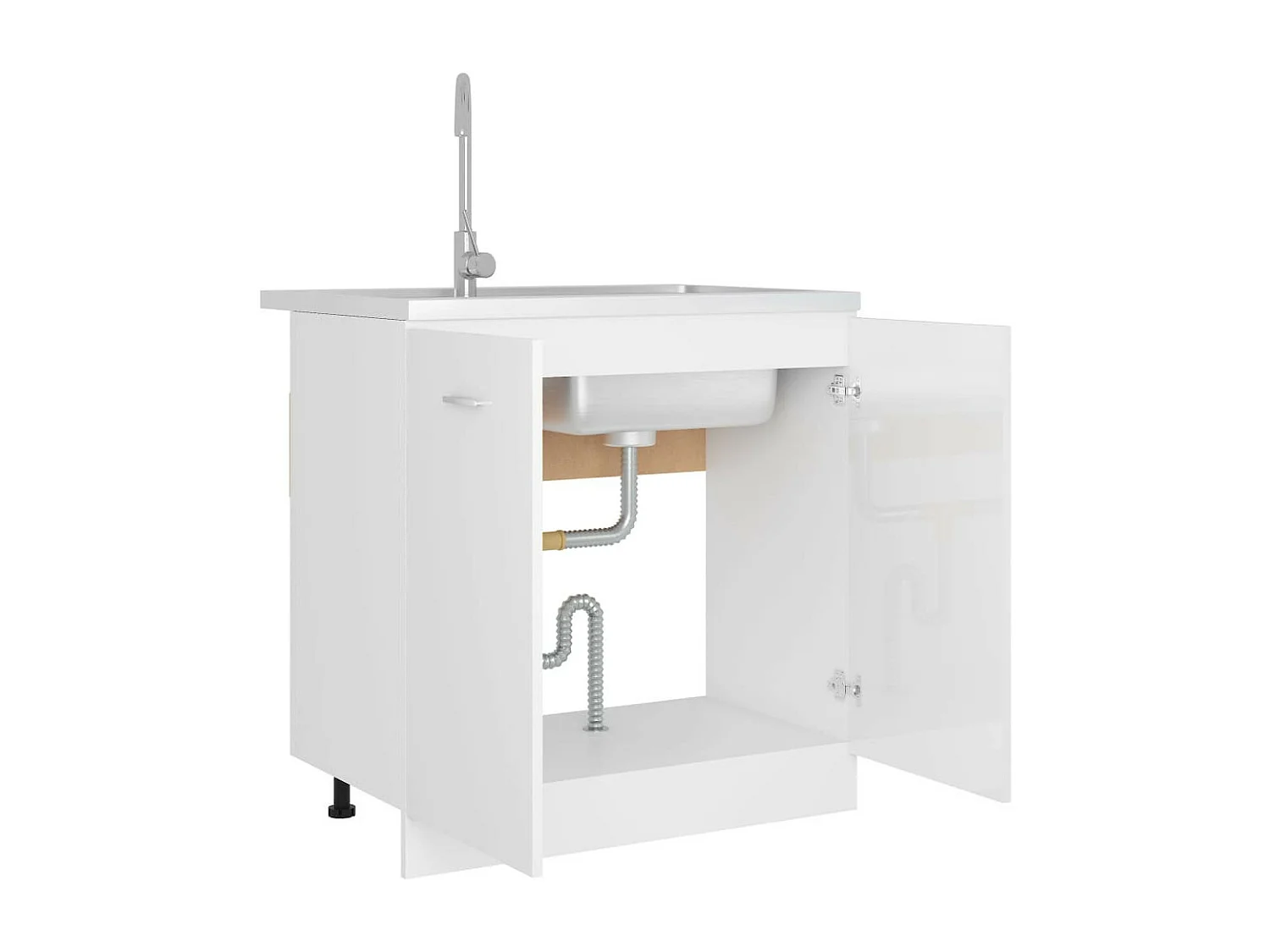 Meuble de cuisine sous évier Blanc brillant 80x46x81,5