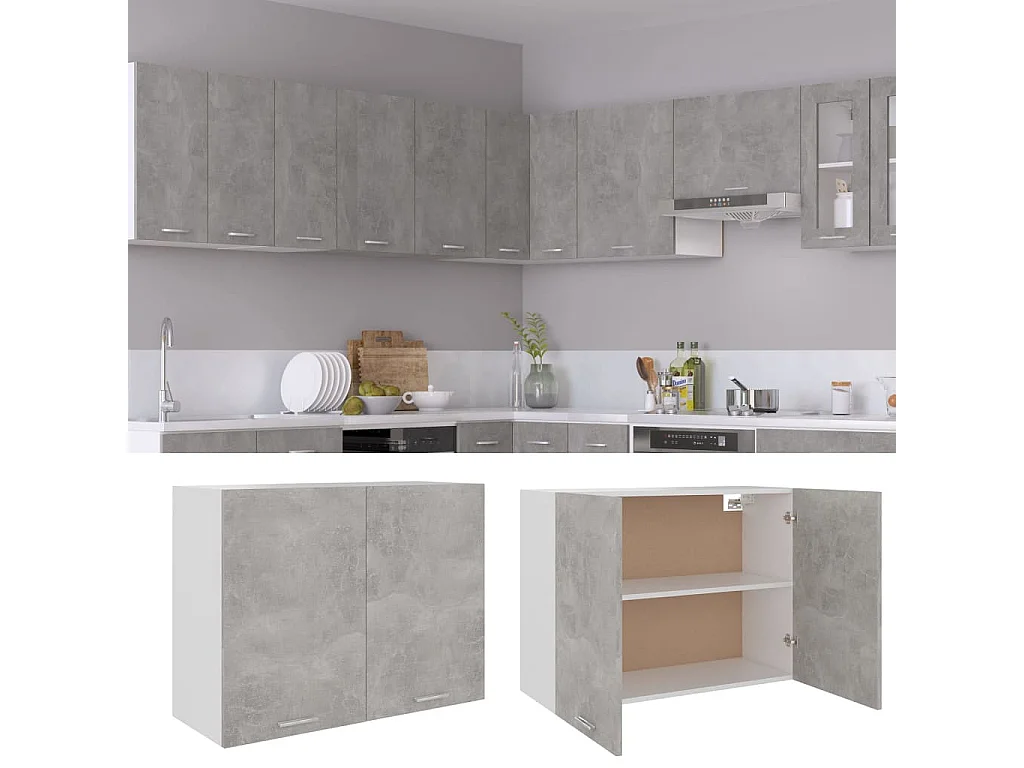 Meuble haut de cuisine Gris béton 80x31x60