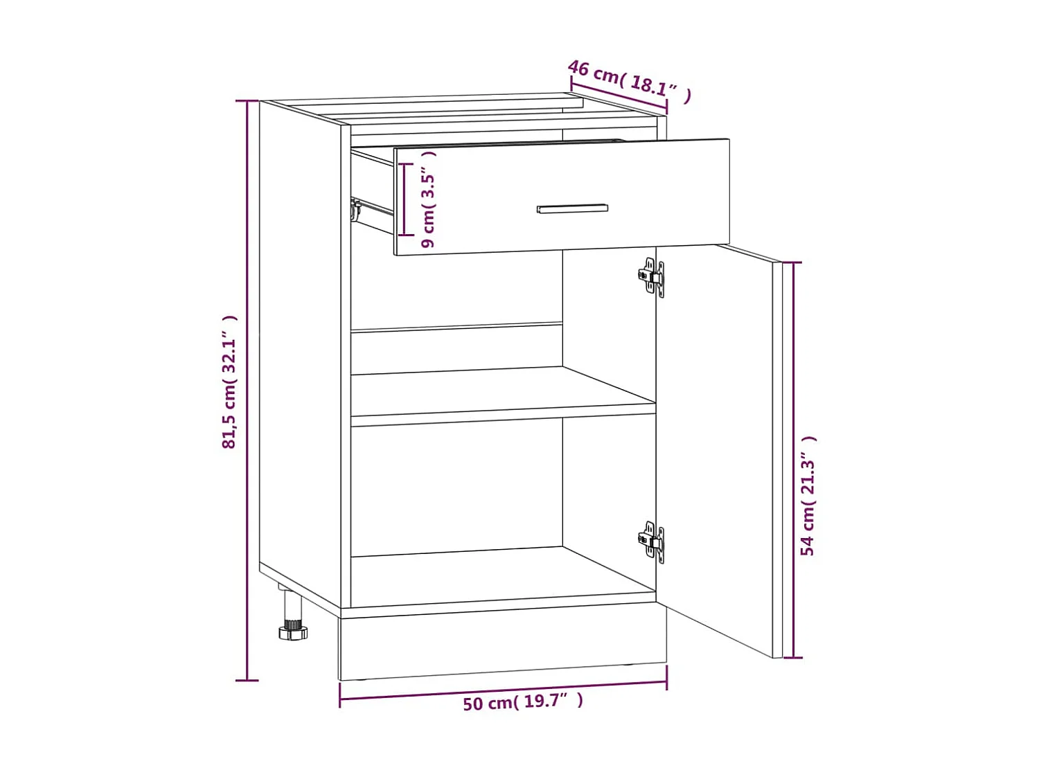 Armoire de plancher à tiroir Chêne marron 50x46x81,5