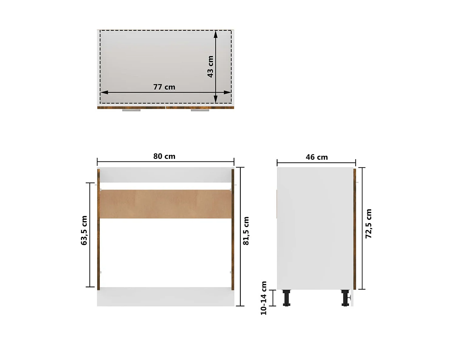 Armoire de plancher d'évier Chêne fumé 80x46x81,5