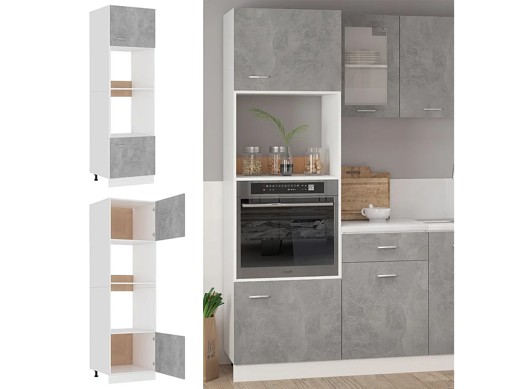 Armoire à micro-ondes Gris béton 60x57x207