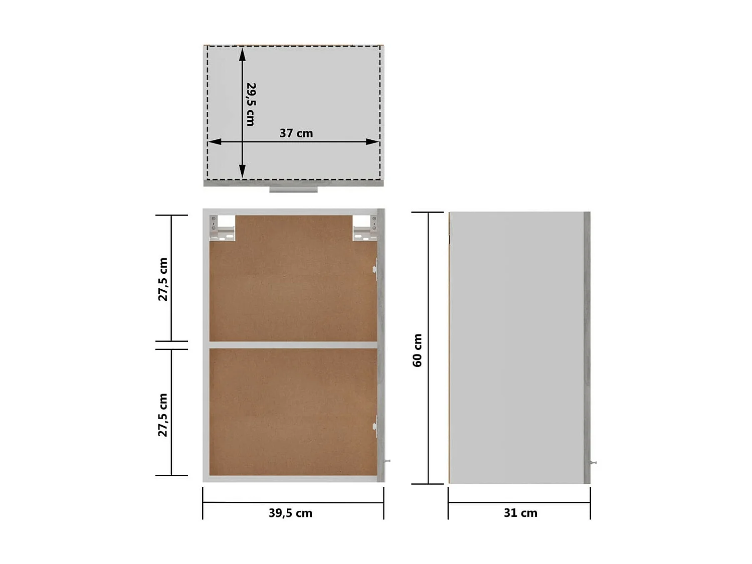 Armoire haute de cuisine Gris béton 39,5x31x60