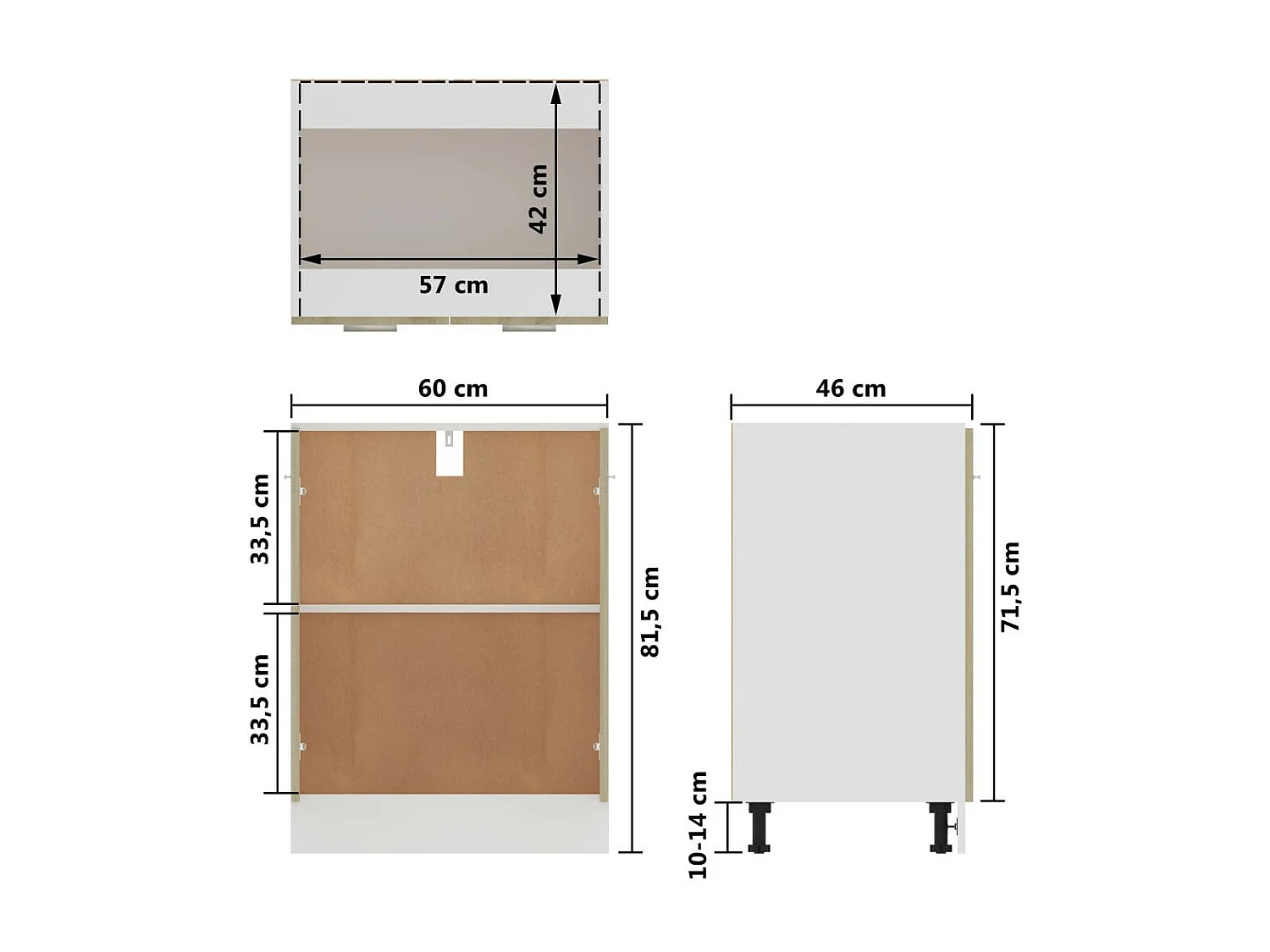 Meuble bas de cuisine Chêne sonoma 60x46x81,5 2