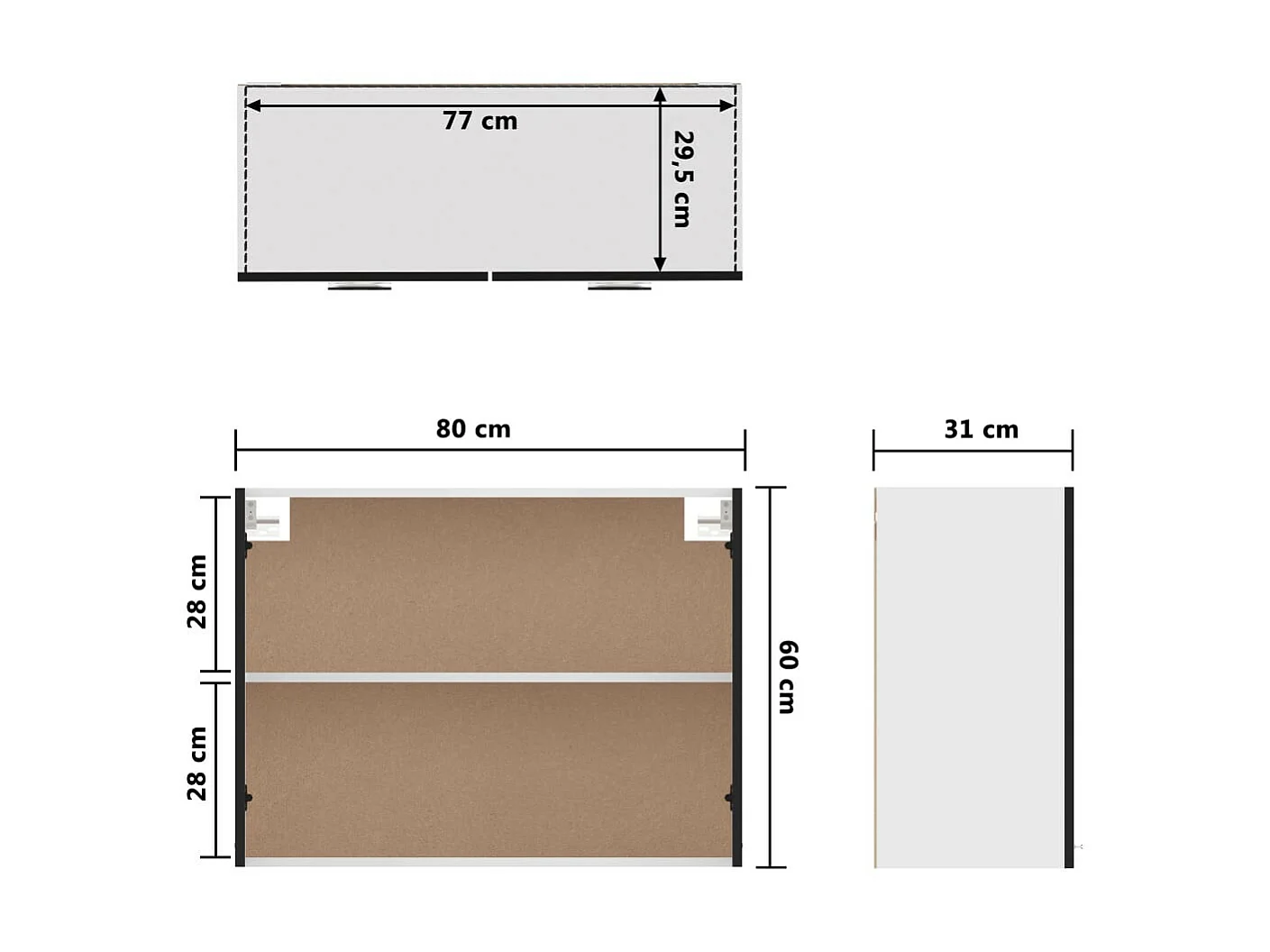 Meuble haut de cuisine Noir 80x31x60