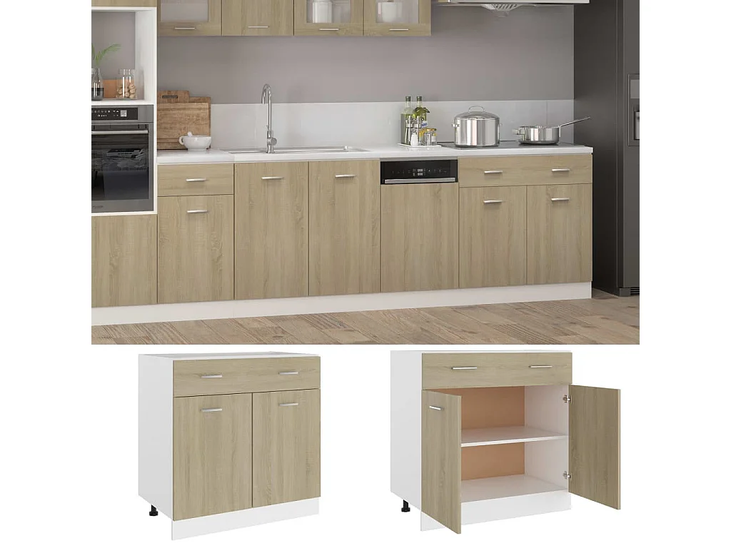 Meuble bas de cuisine Chêne sonoma 80x46x81,5