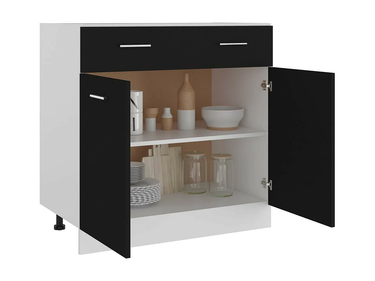 Meuble bas de cuisine Noir 80x46x81,5