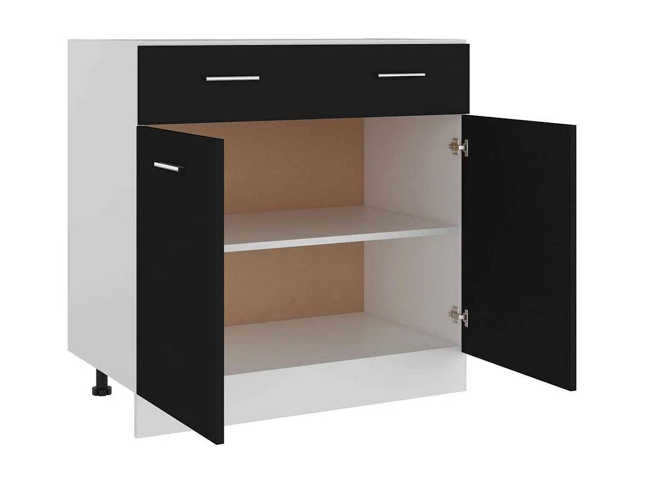 Meuble bas de cuisine Noir 80x46x81,5