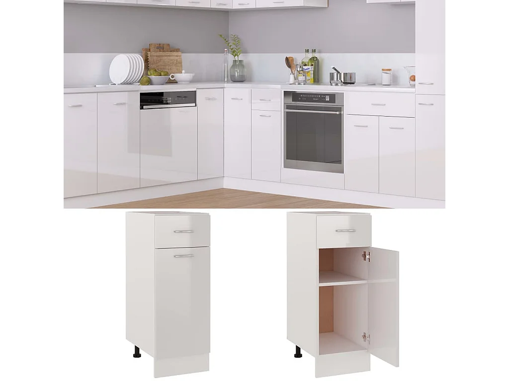 Meuble bas de cuisine Blanc brillant 30x46x81,5