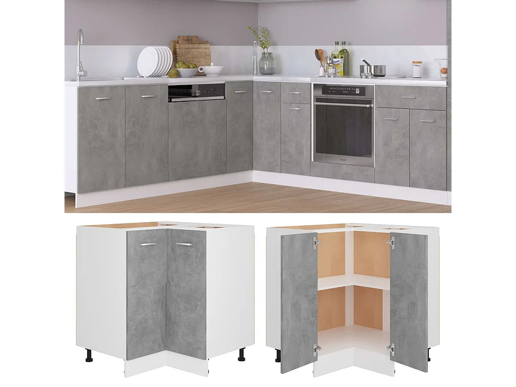 Armoire plancher d'angle Gris béton 75,5x75,5x80,5