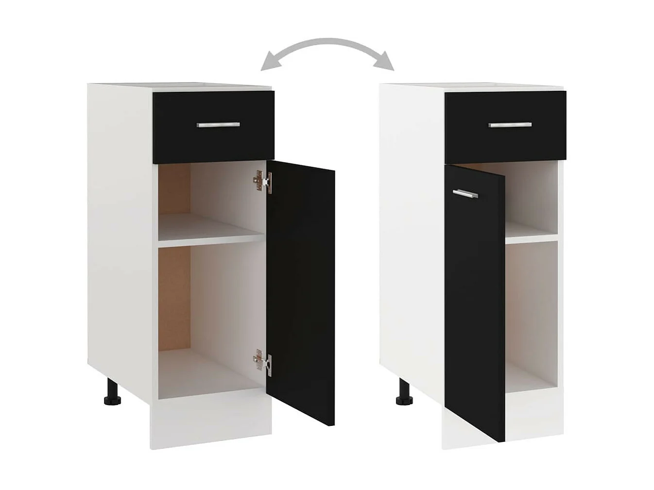 Meuble bas de cuisine Noir 30x46x81,5