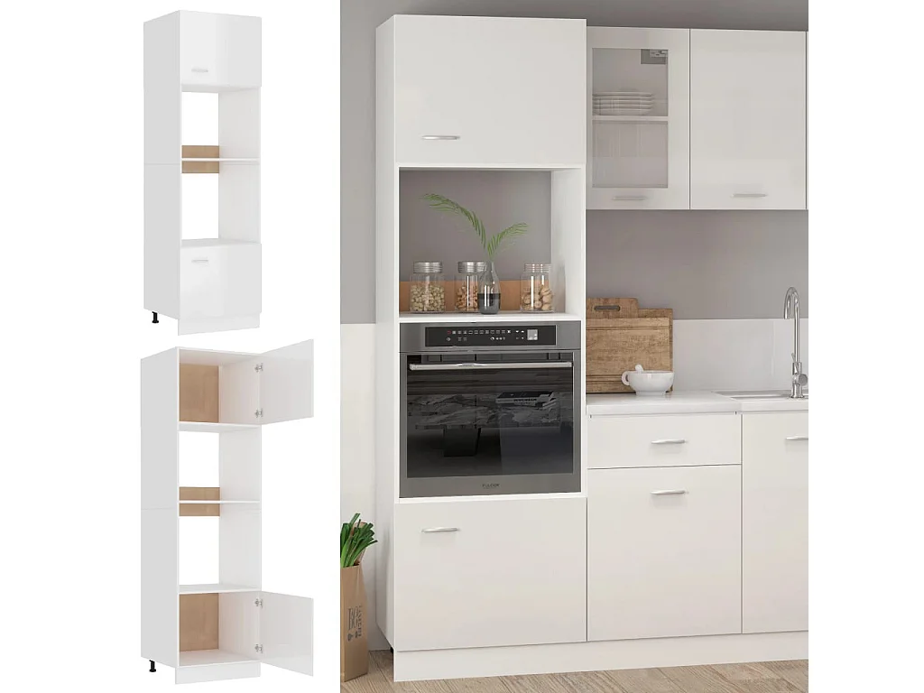 Colonne de cuisine Blanc brillant 60x57x207 2