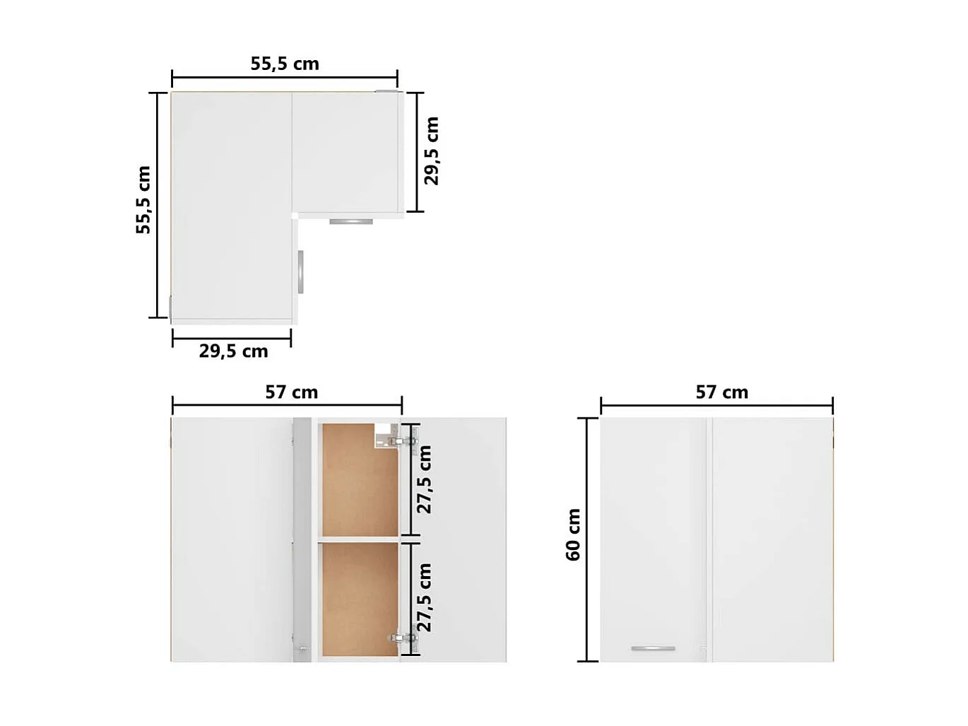 Armoire d'angle suspendue Blanc 57x57x60