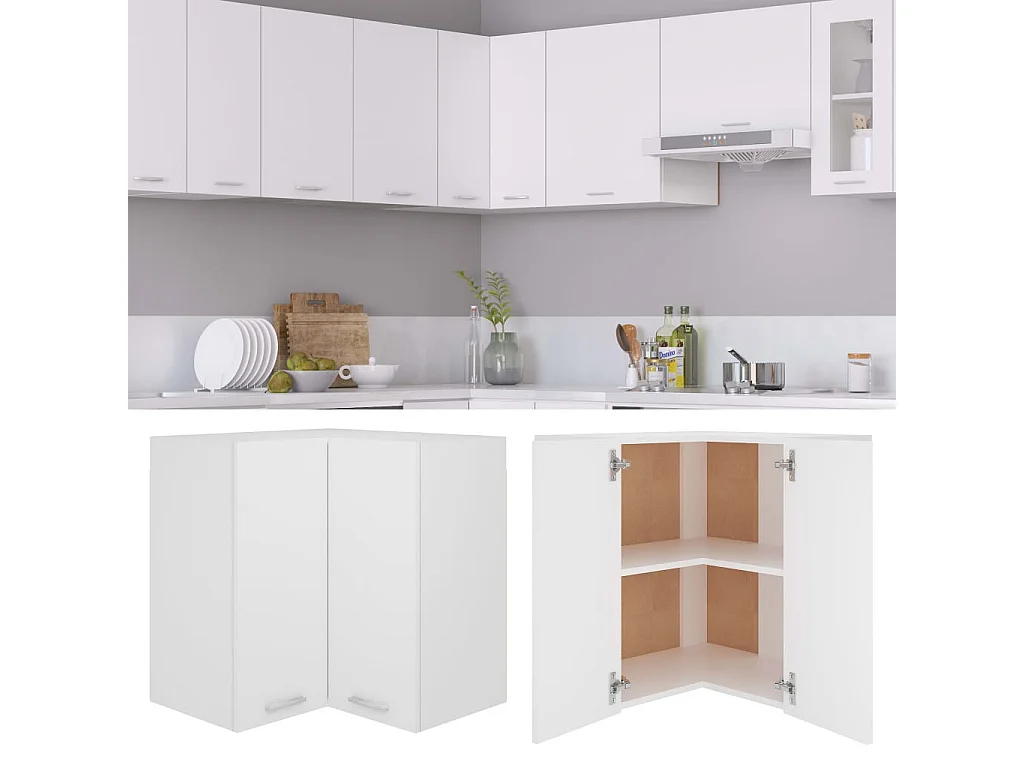 Armoire d'angle suspendue Blanc 57x57x60