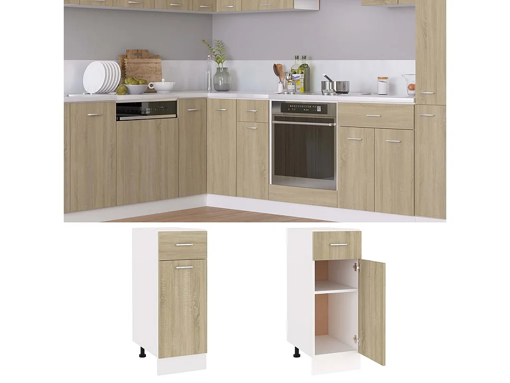 Meuble bas de cuisine Chêne sonoma 30x46x81,5